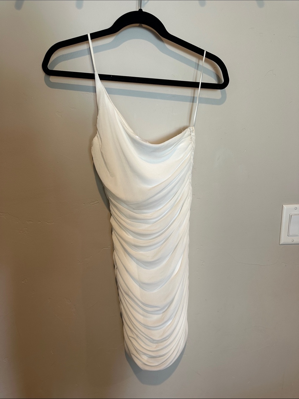 Princess Polly White Ruched Cowl Mini Dress